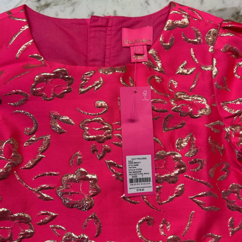 Floral Pink and Gold Kids Top - Picture 3 of 3